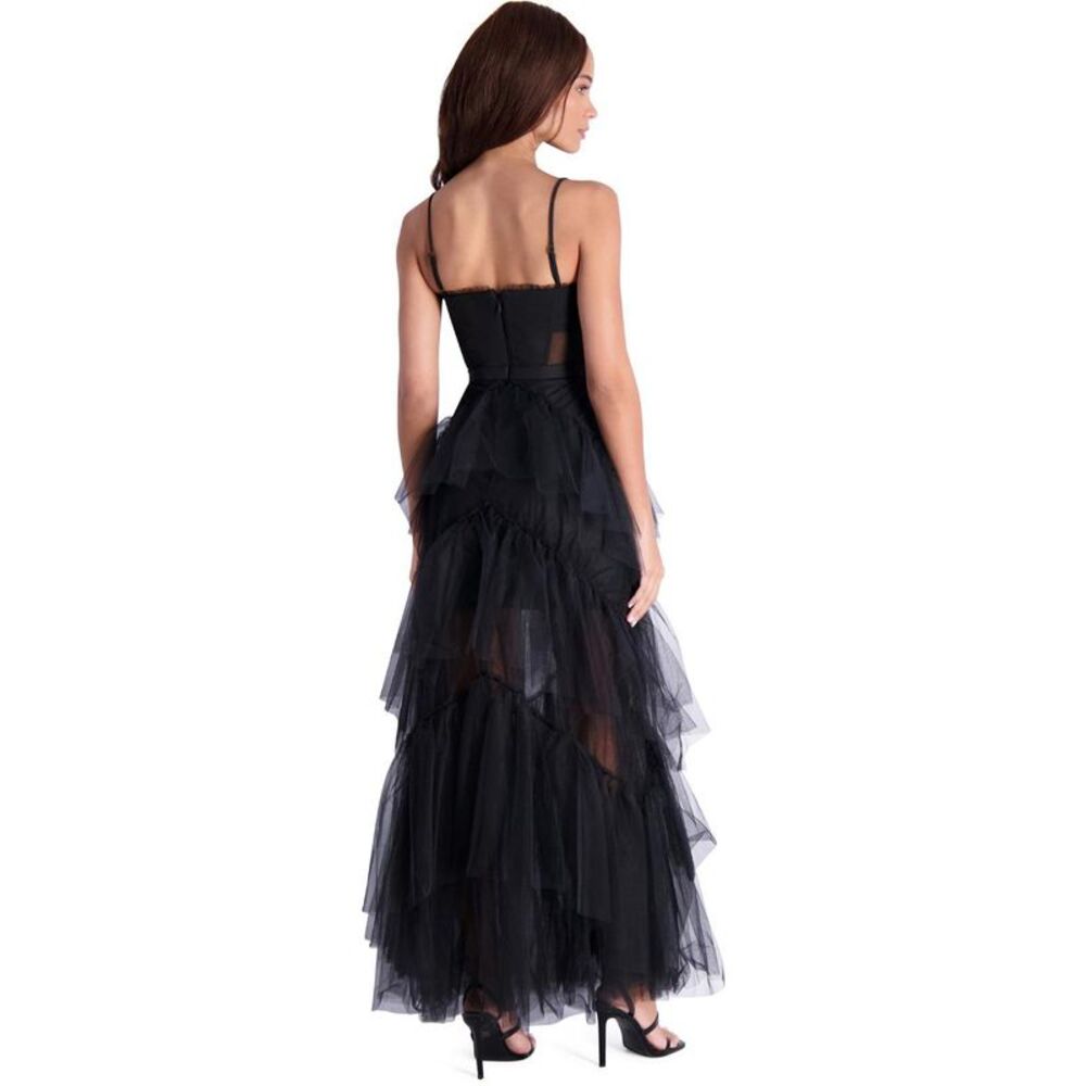 BCBG Max Azria Oly Women’s Tiered Ruffle Tulle Sleeveless Corset Evening Gown - Picture 5 of 6